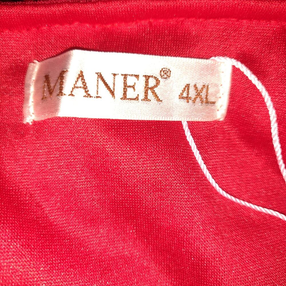 Maner Red Sequinned Top PLUS Sz 4 XL Heavily Embellished Stretchy Holiday Lined - Picture 3 of 16